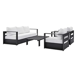 Modway Tahoe Aluminum 4-Piece Outdoor Patio Set in Gray White | Amazon price tracker / tracking, Amazon price history charts, Amazon price watches, Amazon price drop alerts