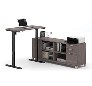 Bestar Pro-Linea L-Shaped Standing Desk, 72W, Bark Grey | Amazon price tracker / tracking, Amazon price history charts, Amazon price watches, Amazon price drop alerts