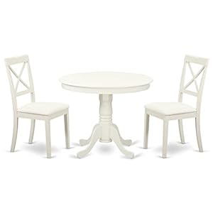 East West Furniture ANBO3-LWH-LC 3 Piece Modern Dining Table Set Contains a Round Kitchen Table with Pedestal and 2 Faux Leather Kitchen Dining Chairs, 36x36 Inch, Linen White | Amazon price tracker / tracking, Amazon price history charts, Amazon price watches, Amazon price drop alerts