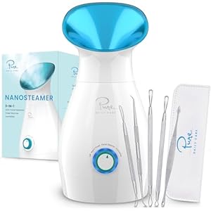 NanoSteamer Large 3-in-1 Nano Ionic Facial Steamer with Precise Temp Control - Humidifier - Unclogs Pores - Blackheads - Spa Quality - Bonus 5 Piece Stainless Steel Skin Kit (Teal) | Amazon price tracker / tracking, Amazon price history charts, Amazon price watches, Amazon price drop alerts