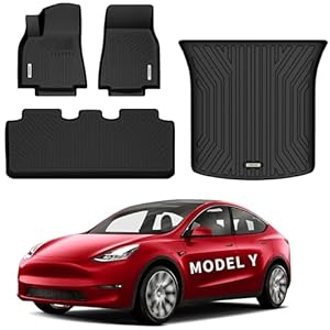 OEDRO Floor Mats for Tesla Model Y 5-Seat 2020-2024, Custom Fit All Weather Tesla Model Y 2023 5-Seat, Anti-Slip Waterproof Cargo Rear Trunk Mat Interior Accessories Black | Amazon price tracker / tracking, Amazon price history charts, Amazon price watches, Amazon price drop alerts