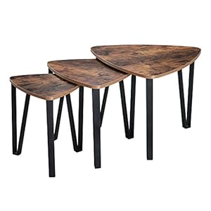 VASAGLE Nesting Coffee Tables, End Tables Set of 3 for Living Room Bedroom, Industrial Small Stacking Side Tables with Metal Frame for Couch, Rustic Brown and Black ULNT13X, 23.1 x 23.1 x 17.7 Inches | Amazon price tracker / tracking, Amazon price history charts, Amazon price watches, Amazon price drop alerts