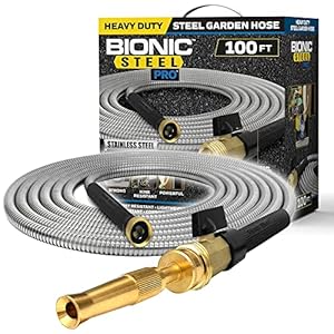 Bionic Steel PRO Metal Garden Hose 100 Ft with Nozzle, 304 Stainless Steel Water Hose 100Ft, Flexible 100 Ft Garden Hose, Kink Free, Lightweight, Crush Resistant, Garden Hoses with 500 PSI-2024 Model | Amazon price tracker / tracking, Amazon price history charts, Amazon price watches, Amazon price drop alerts