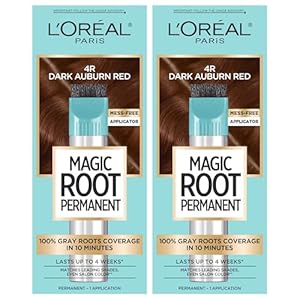 L'Oreal Paris Magic Root Permanent Hair Color, 10 Minute Hair Dye Kit to Rescue Roots with 100% Gray Hair Coverage, 4R Dark Auburn Red, 2 Pack (Packaging May Vary) | Amazon price tracker / tracking, Amazon price history charts, Amazon price watches, Amazon price drop alerts