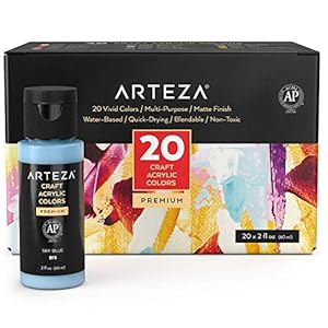 ARTEZA Craft Acrylic Paint Set, Water-Based Acrylic Craft Paint, Matte Finish Artist Paints, Art Supplies for Glass, Wood, Ceramics, Fabrics, Leather | Amazon price tracker / tracking, Amazon price history charts, Amazon price watches, Amazon price drop alerts