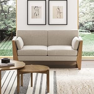 Nathan James Zion 2-Seater Modern Farmhouse Sofa with Linen Upholstery and Solid Wood Arms, Sand/Light Brown Wood | Amazon price tracker / tracking, Amazon price history charts, Amazon price watches, Amazon price drop alerts