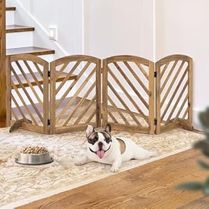 dCee Solid Acacia Wood Dog Gate, Freestanding Dog Gates Indoor Extra Wide 81 in, Foldable Pet Gate with 4 Panels & 2 Support Legs for Doorway, Kitchen, Hall, Stairs Ebony | Amazon price tracker / tracking, Amazon price history charts, Amazon price watches, Amazon price drop alerts