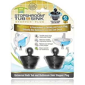 StopShroom Tub 2 Pack Universal Stopper for Bathtub and Bathroom Sink Drains, Black Plug 2pk, 2 Count | Amazon price tracker / tracking, Amazon price history charts, Amazon price watches, Amazon price drop alerts