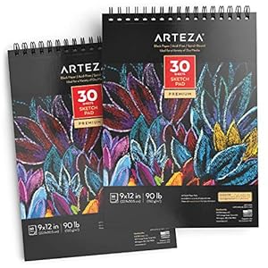 ARTEZA Spiral Sketch Book 9x12 Black Art Paper Drawing Pad 2 Pack 30 Sheets Sketch Pads for Drawing | Amazon price tracker / tracking, Amazon price history charts, Amazon price watches, Amazon price drop alerts