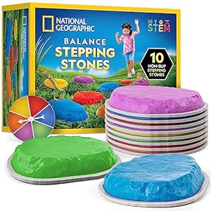 NATIONAL GEOGRAPHIC Stepping Stones for Kids – 10 Durable Non-Slip Stones Encourage Toddler Balance & Gross Motor Skills, Indoor & Outdoor Toys, Balance Stones, Obstacle Course (Amazon Exclusive) | Amazon price tracker / tracking, Amazon price history charts, Amazon price watches, Amazon price drop alerts